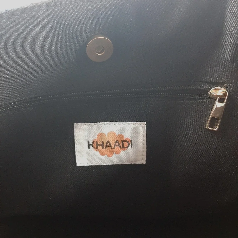 Khaadi Ikat Quilted Tote Bag Orange Blue Black Geometric Fringe Shoulder Bag